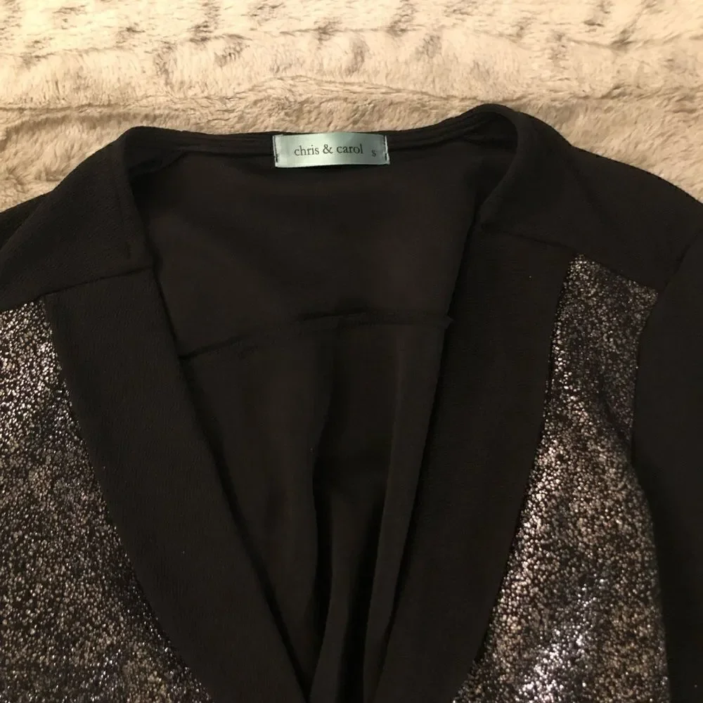 : : Formal Glitter Metallic Crop Jacket : :